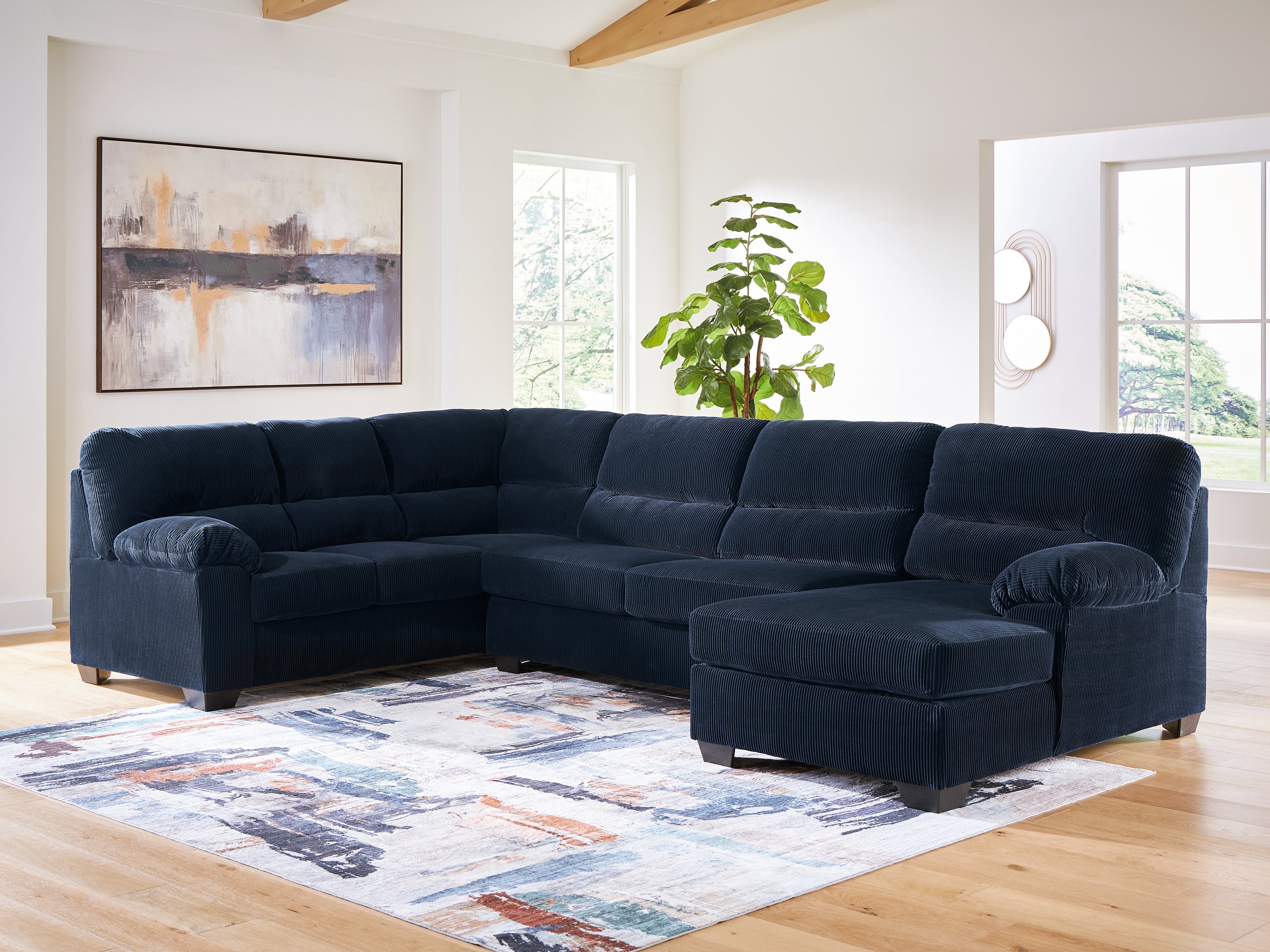 Best Furniture Outlet - Ashley Furniture - SimpleJoy Sectional - LAF 3-Piece Sectional with Chaise / Navy - 24205S2