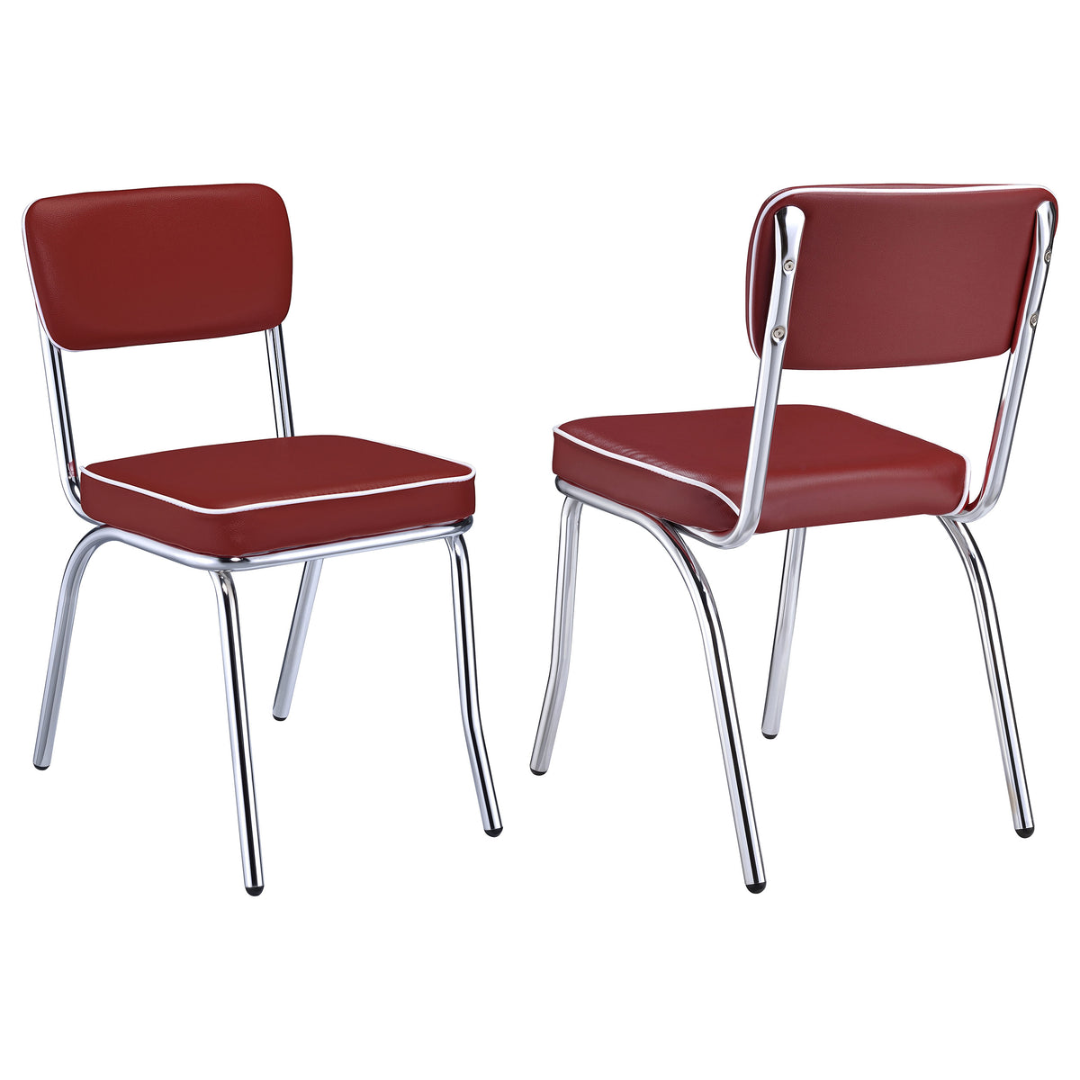 Best Furniture Outlet - Coaster - Retro Upholstered Dining Side Chair Red (Set of 2) - 2450R