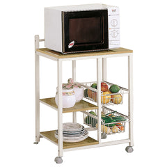 Best Furniture Outlet - Coaster - Kelvin 2-shelf Mobile Kitchen Cart Natural Brown and White - 2506