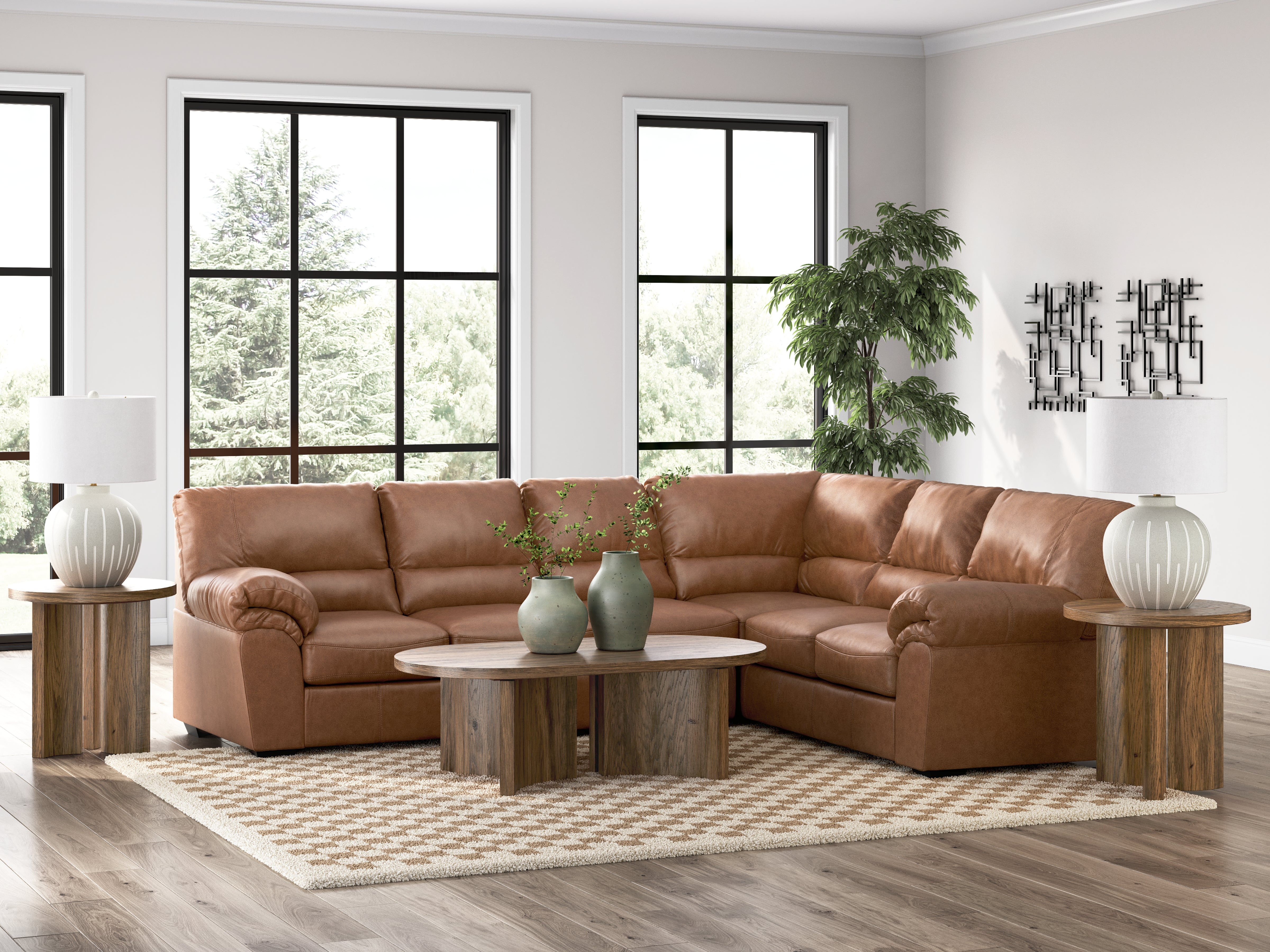 Best Furniture Outlet - Ashley Furniture - WillowBend Sectional - RAF 3-Piece Sectional / Caramel - PC27704S3
