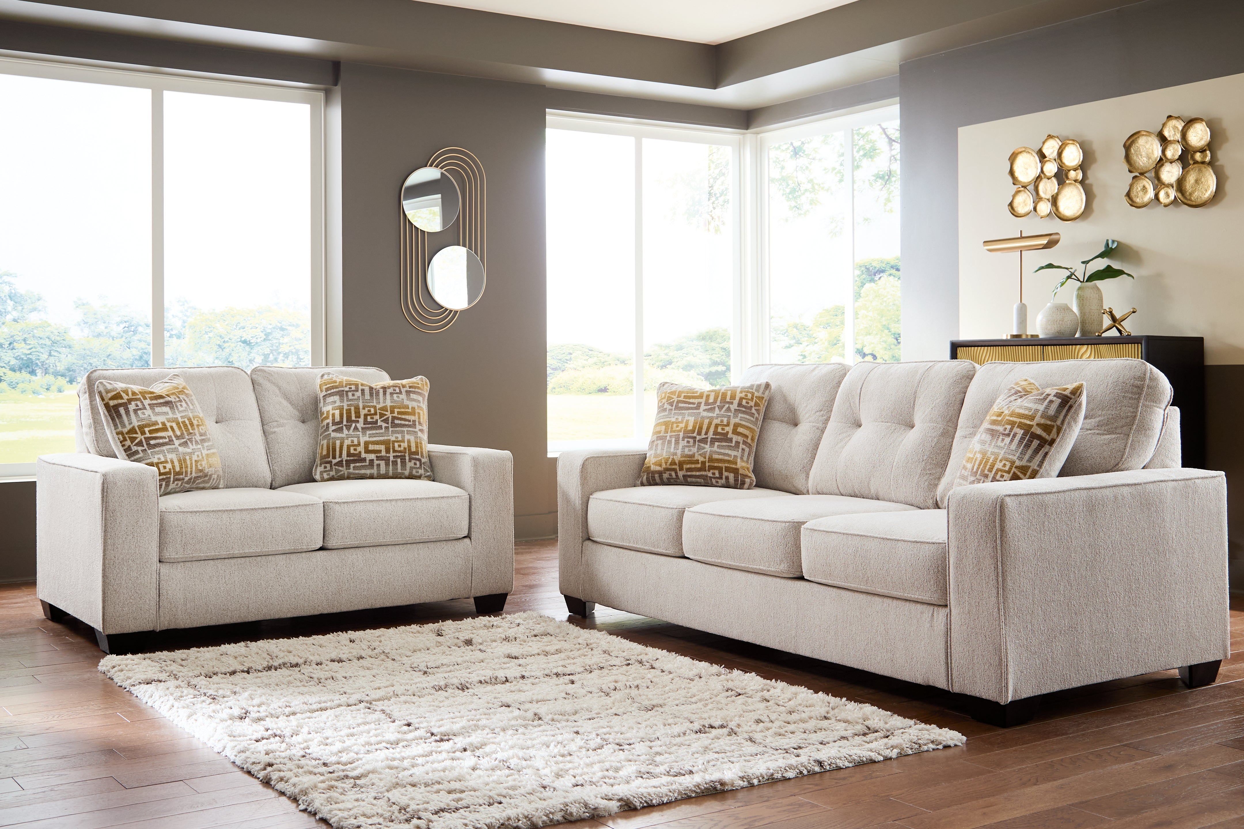 Best Furniture Outlet - Ashley Furniture - Larimer Sofa and Loveseat - Sofa and Loveseat / Stone - PC29203U1