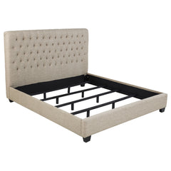 Best Furniture Outlet - Coaster - Chloe Upholstered Eastern King Panel Bed Oatmeal - 300007KE