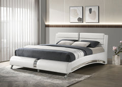 Jeremaine Upholstered Eastern King Sleigh Bed White