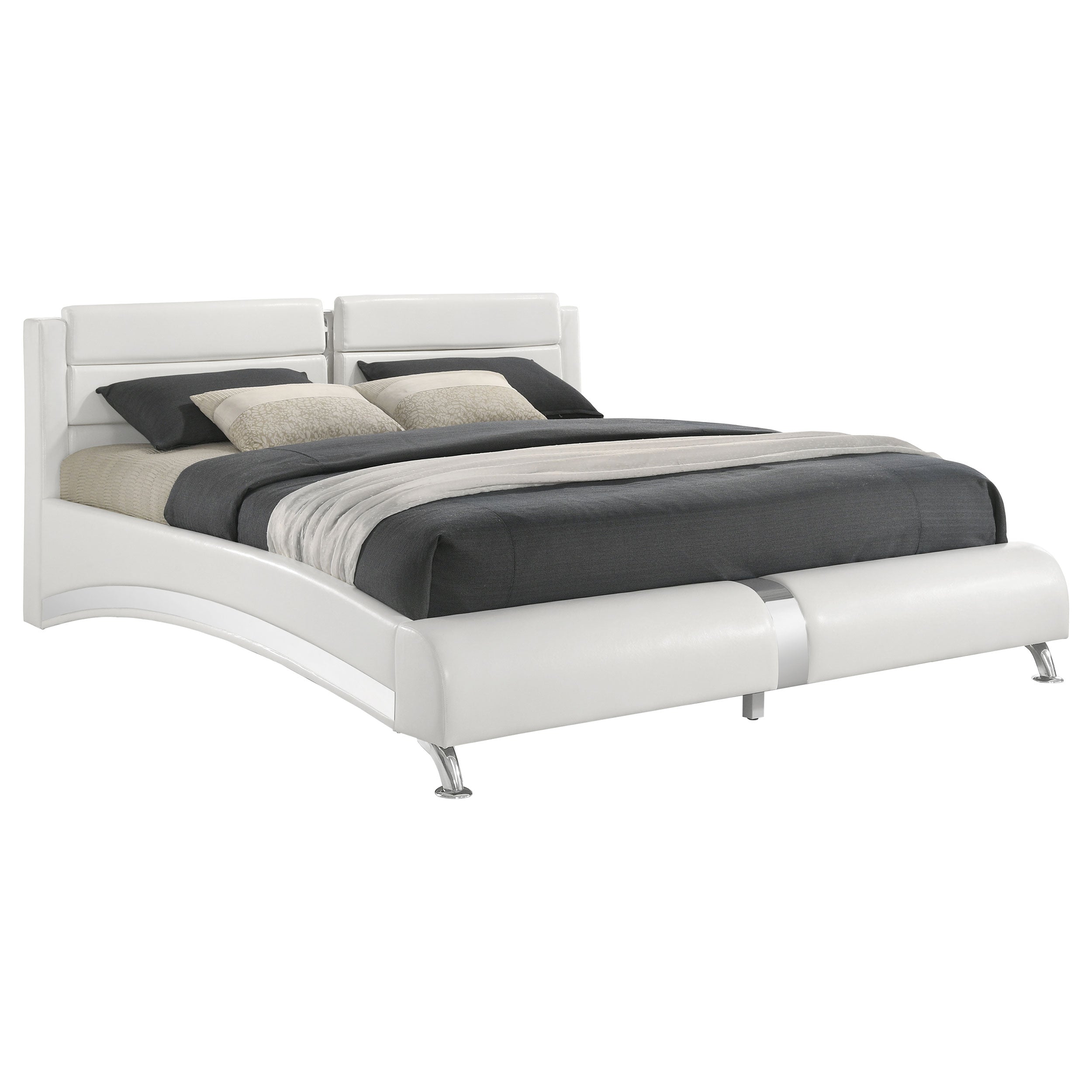 Best Furniture Outlet - Coaster - Jeremaine Upholstered California King Sleigh Bed White - 300345KW