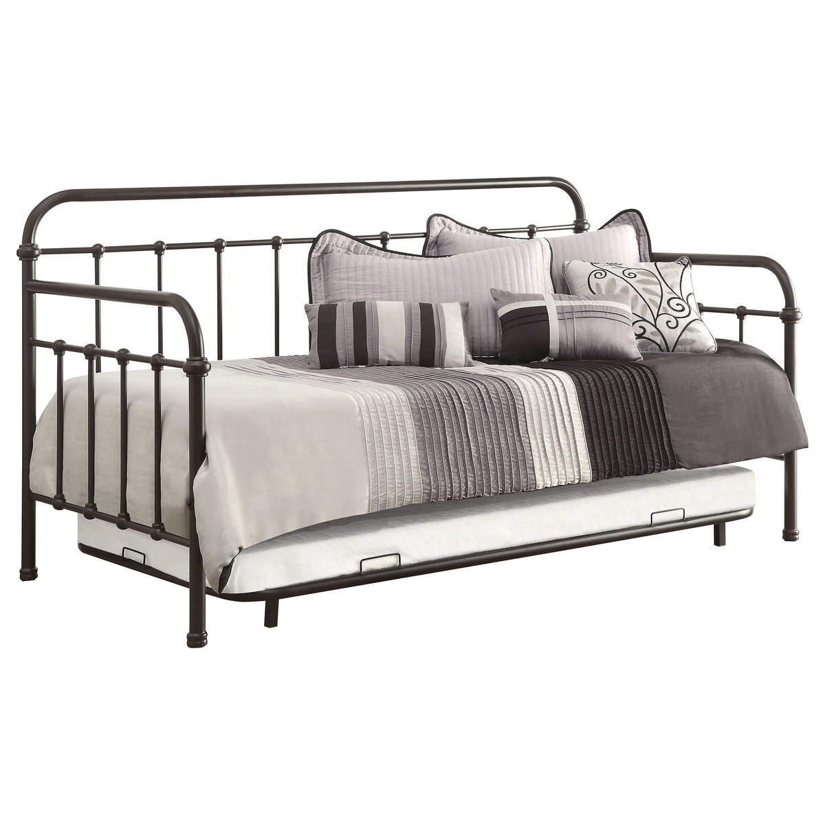 Best Furniture Outlet - Coaster - Livingston Metal Twin Daybed with Trundle Dark Bronze - 300398