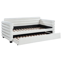 Best Furniture Outlet - Coaster - Patricia Boucle Upholstered Twin Day Bed with Trundle White - 300716
