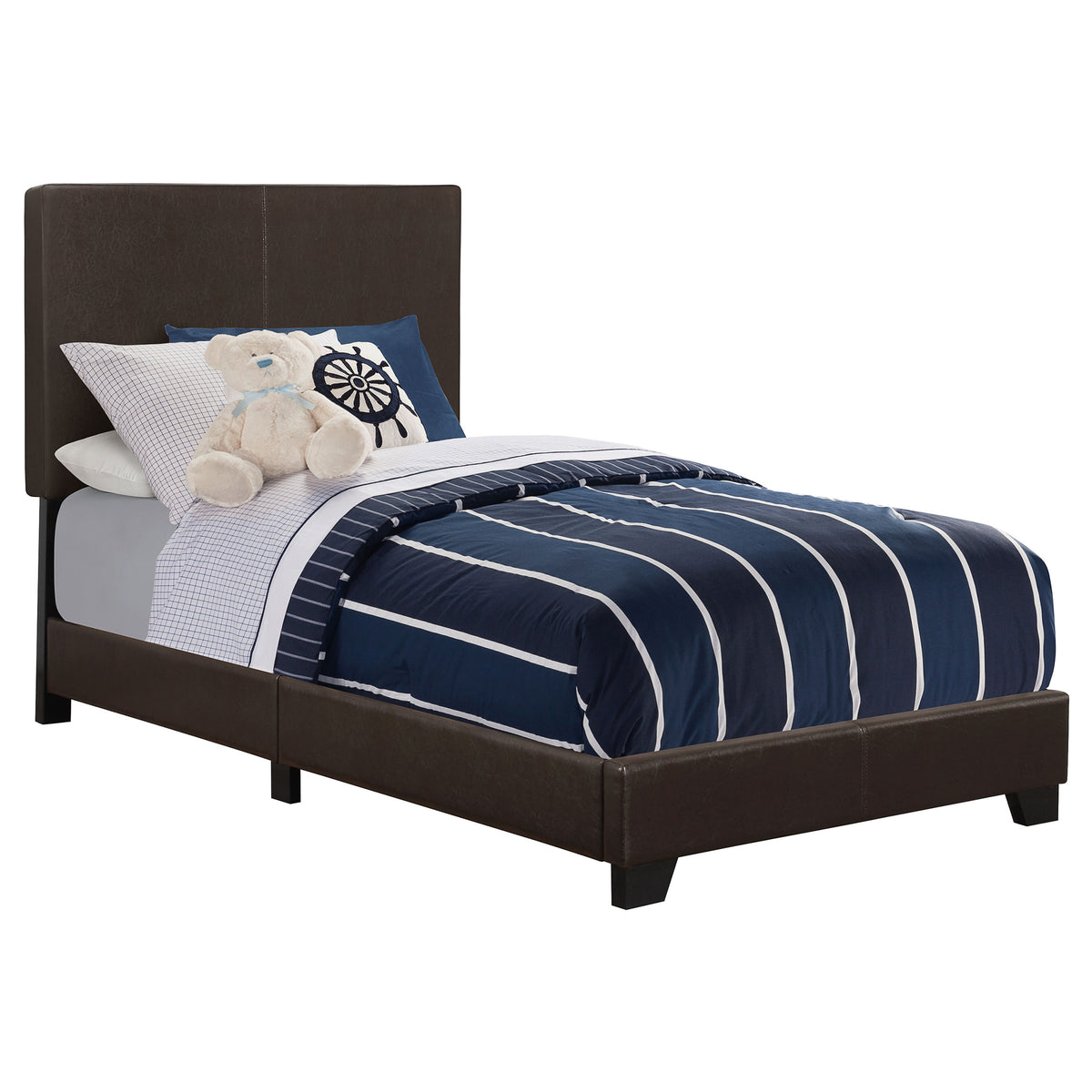 Best Furniture Outlet - Coaster - Dorian Faux Leather Upholstered Twin Panel Bed Brown - 300762T