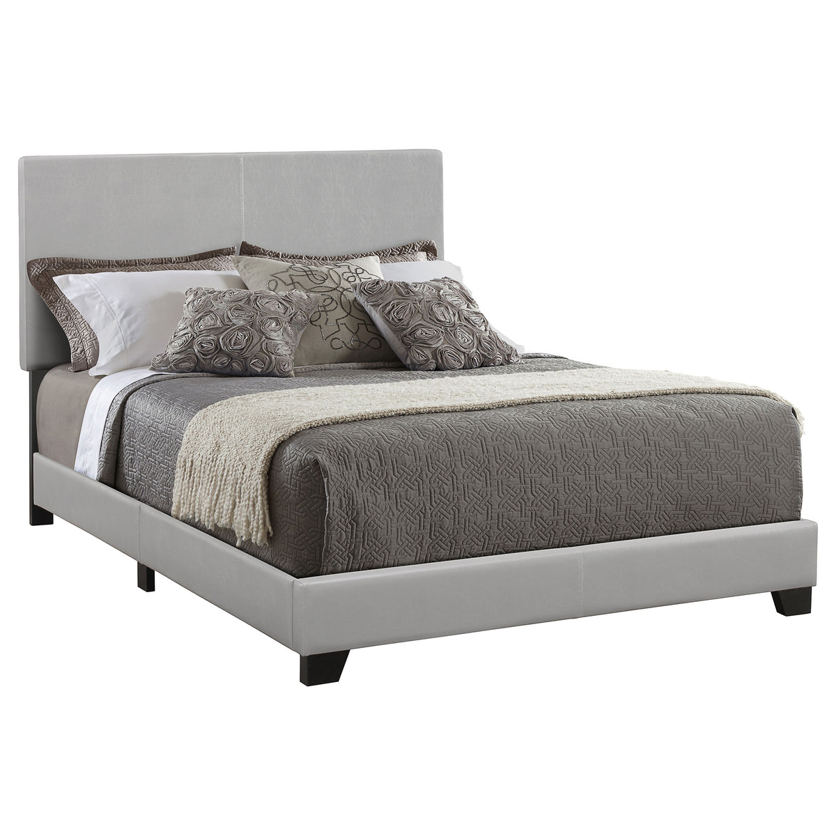 Best Furniture Outlet - Coaster - Dorian Faux Leather Upholstered Full Panel Bed Grey - 300763F
