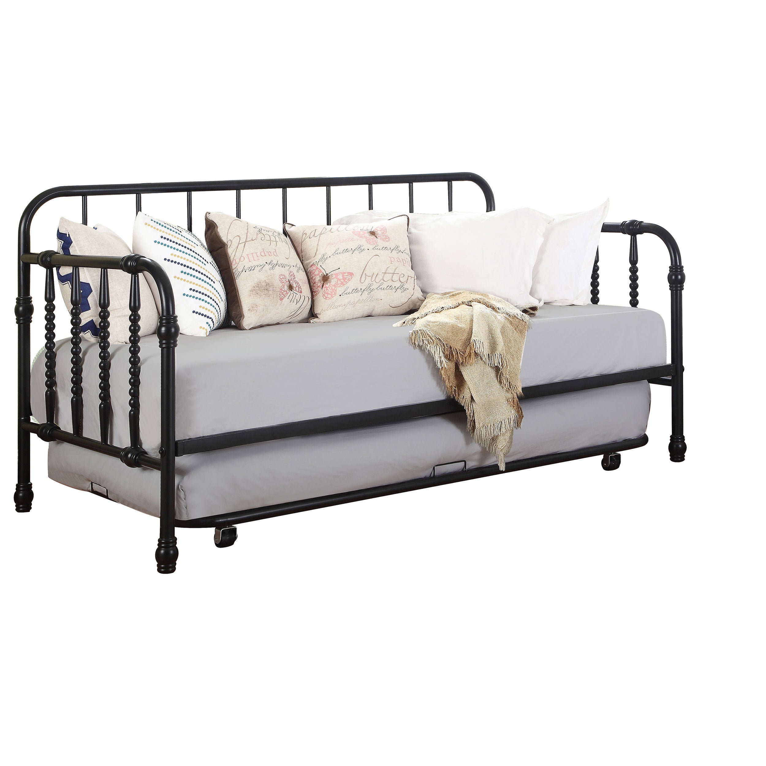 Best Furniture Outlet - Coaster - Marina Metal Twin Daybed with Trundle Black - 300765