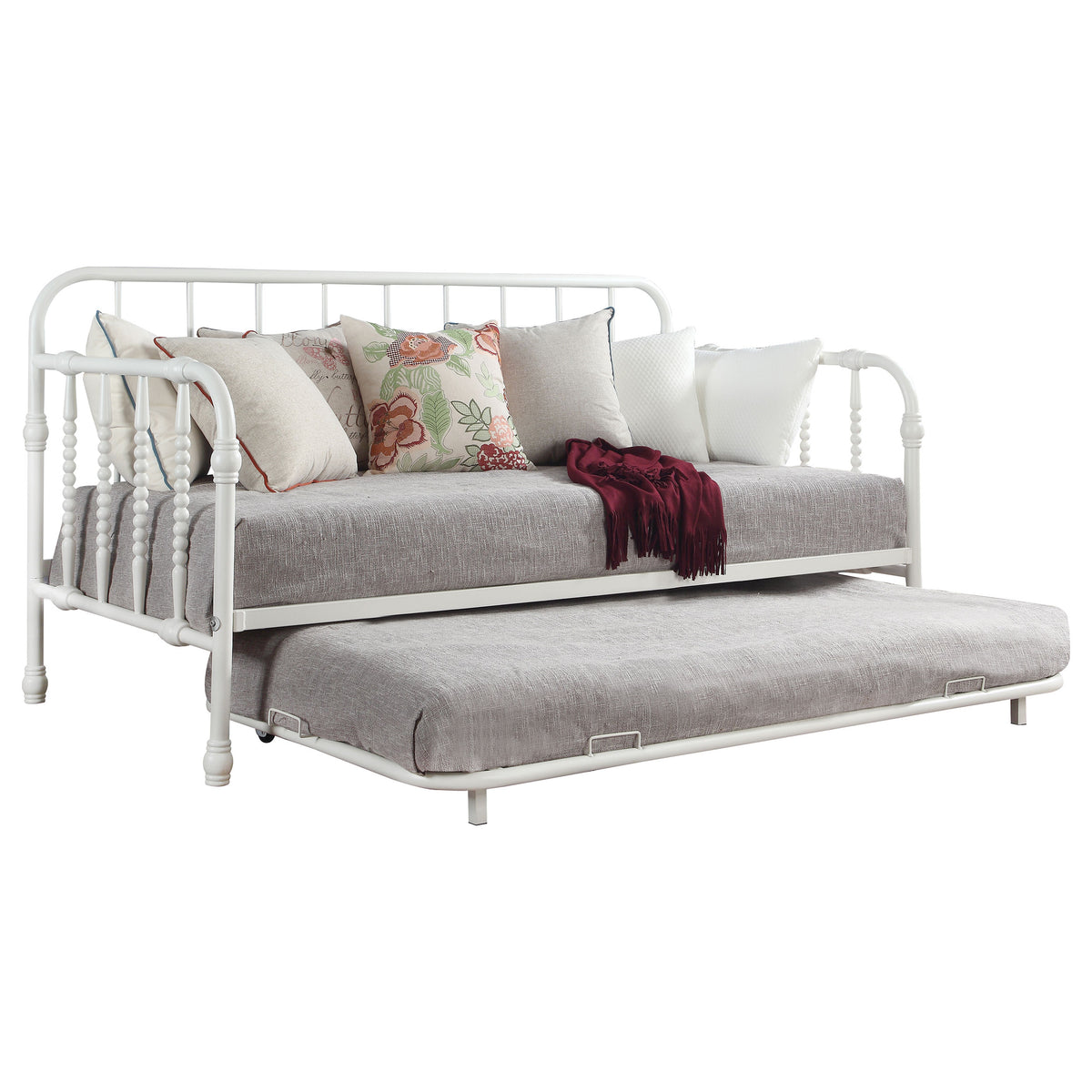 Best Furniture Outlet - Coaster - Marina Metal Twin Daybed with Trundle White - 300766