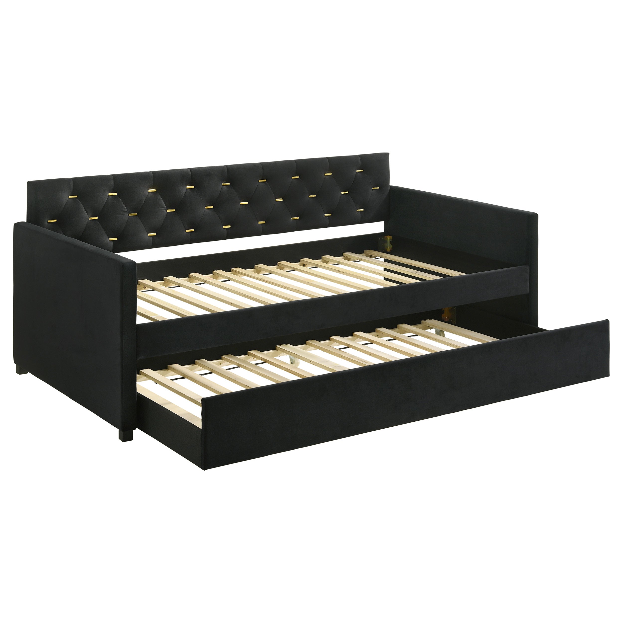 Best Furniture Outlet - Coaster - Kendall Upholstered Twin Daybed with Trundle Black - 300826