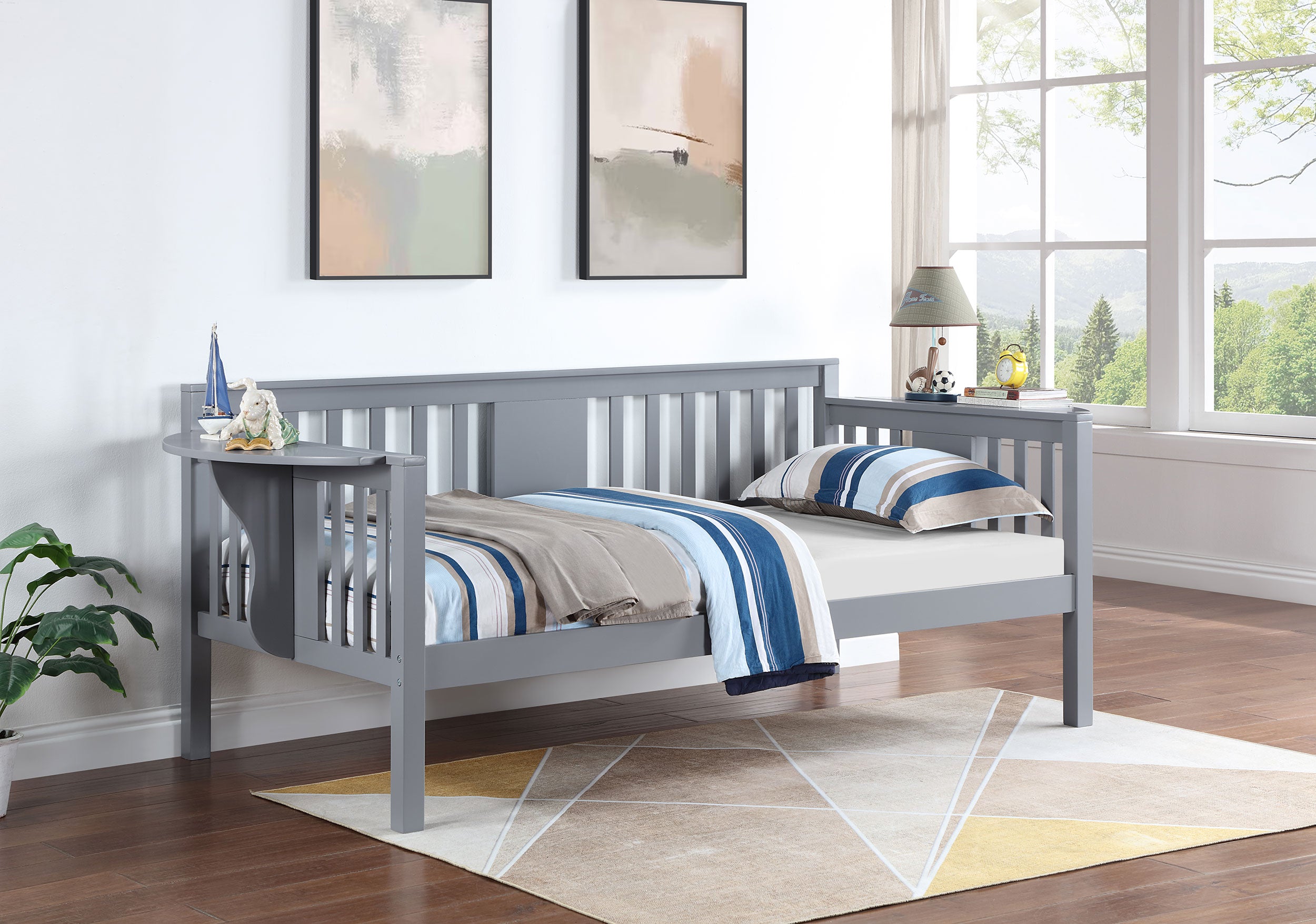 Best Furniture Outlet - Coaster - Bethany Wood Twin Daybed with Drop-down Tables Grey - 300838