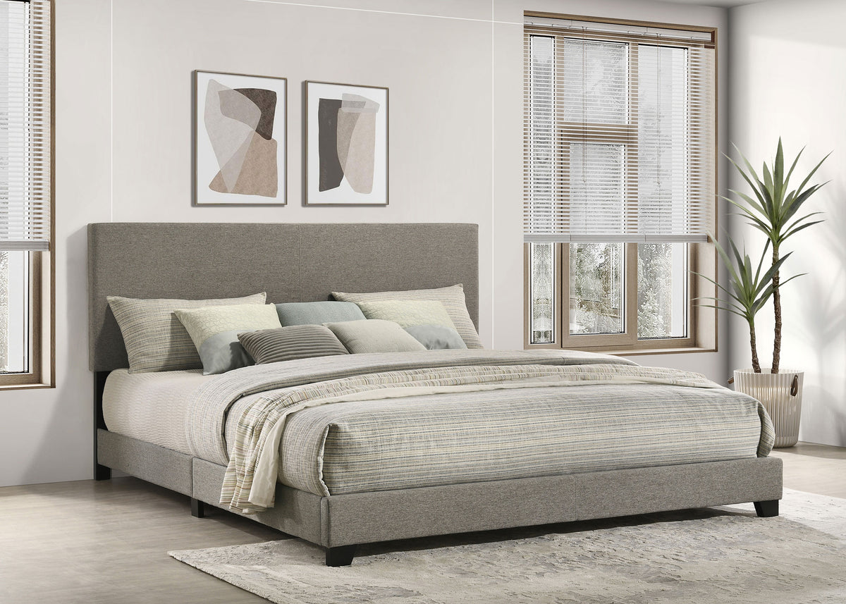 Best Furniture Outlet - Coaster - Dorian Fabric Upholstered Eastern King Panel Bed Taupe - 300851KE