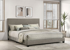 Best Furniture Outlet - Coaster - Dorian Fabric Upholstered Eastern King Panel Bed Taupe - 300851KE