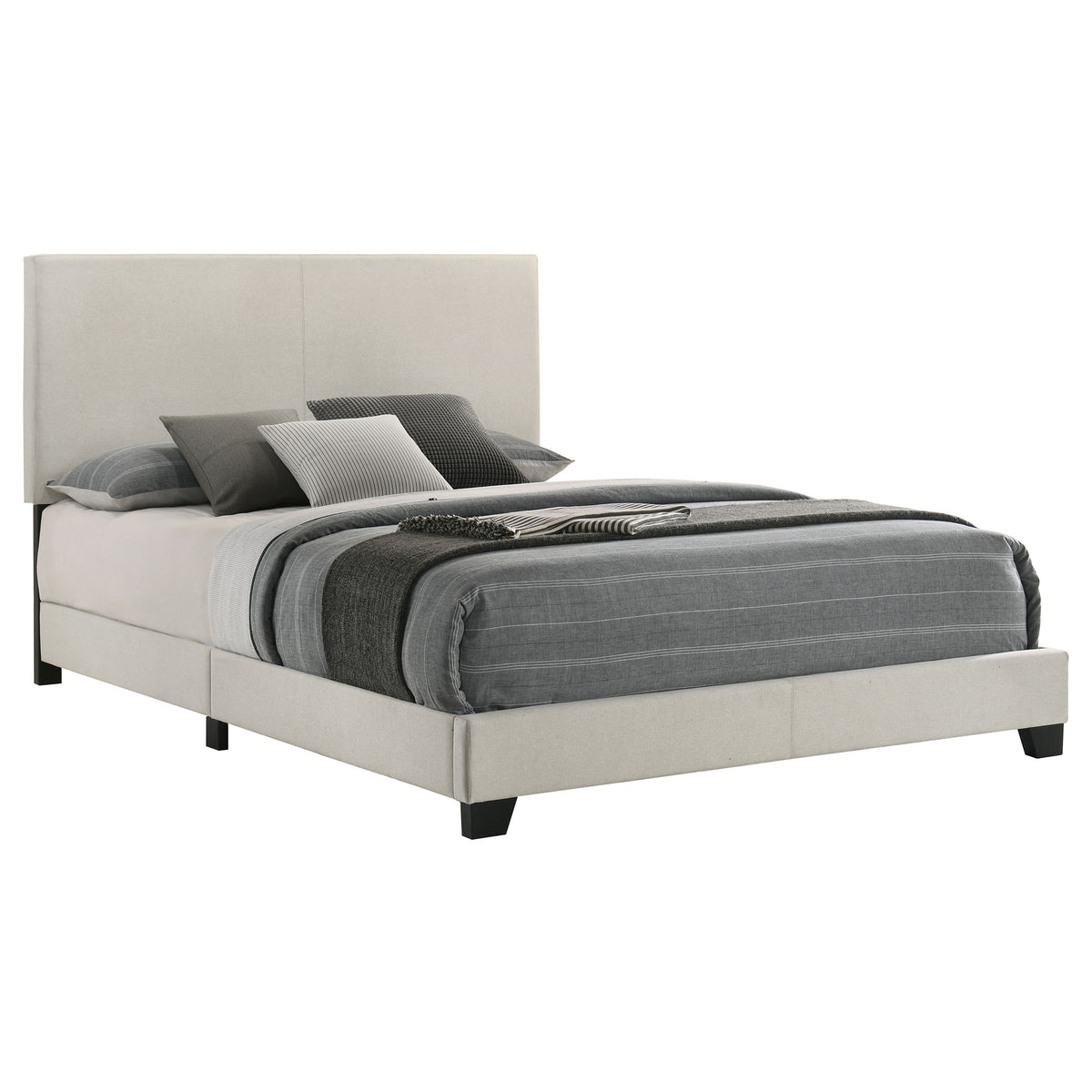 Best Furniture Outlet - Coaster - Dorian Fabric Upholstered Queen Panel Bed Cream - 300852Q