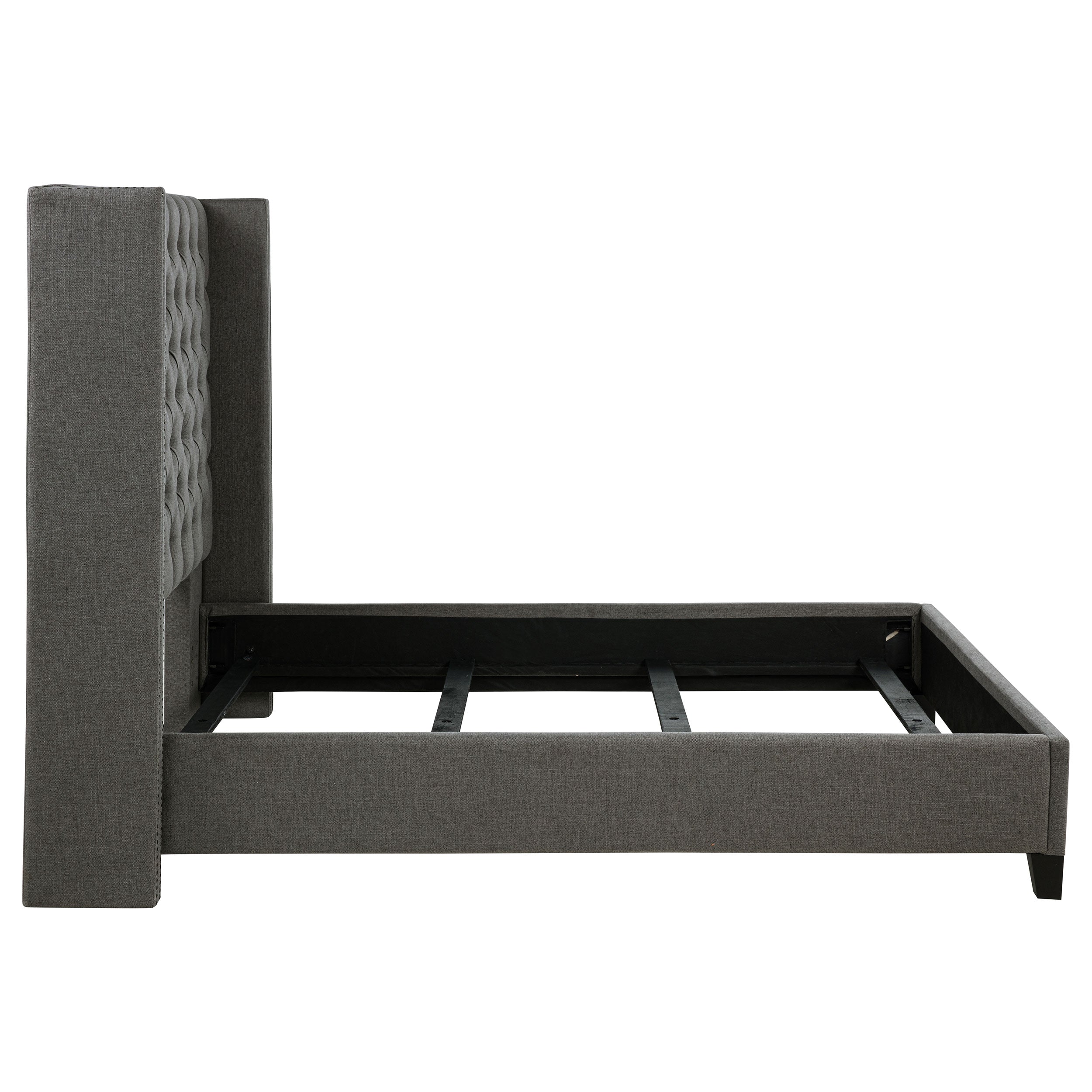 Bancroft Upholstered Eastern King Wingback Bed Grey