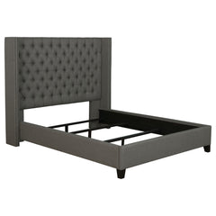 Best Furniture Outlet - Coaster - Bancroft Upholstered Queen Wingback Bed Grey - 301405Q