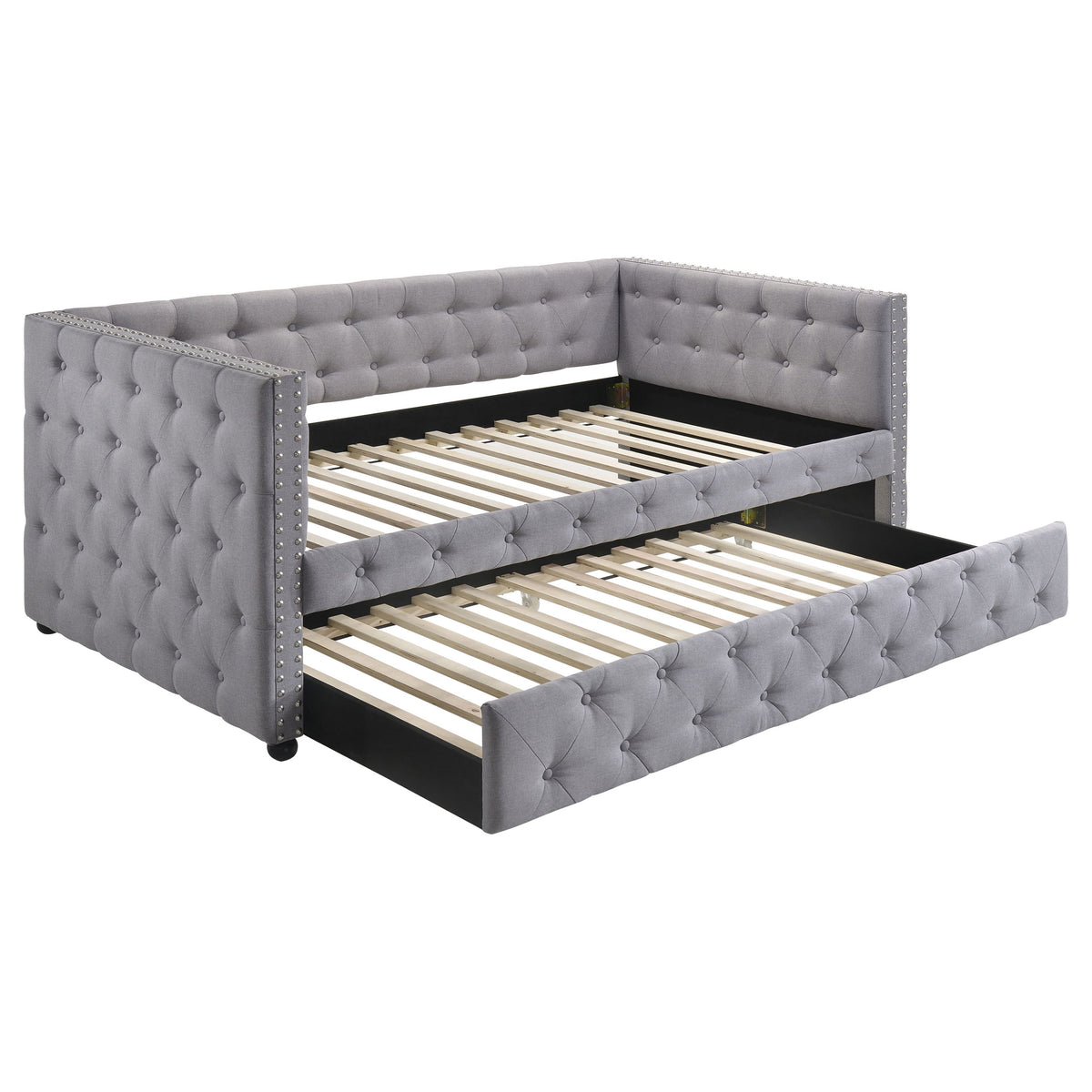 Best Furniture Outlet - Coaster - Mockern Upholstered Twin Daybed with Trundle Grey - 302161