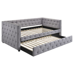 Best Furniture Outlet - Coaster - Mockern Upholstered Twin Daybed with Trundle Grey - 302161