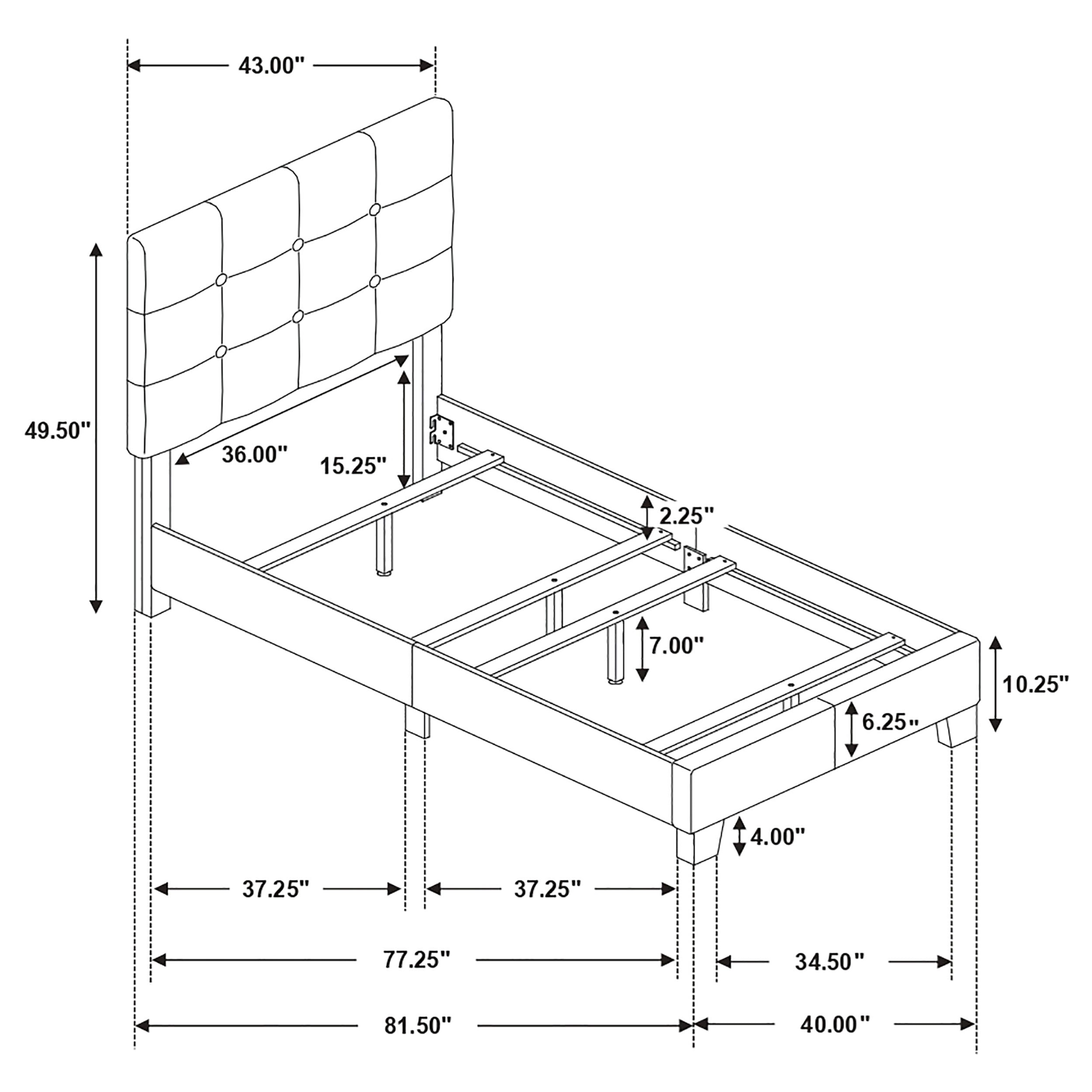 Mapes Upholstered Twin Panel Bed Charcoal