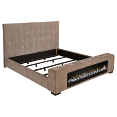 Best Furniture Outlet - Coaster - Senna Upholstered Queen Audio Flame Visualizer Bed Brown - 305811Q