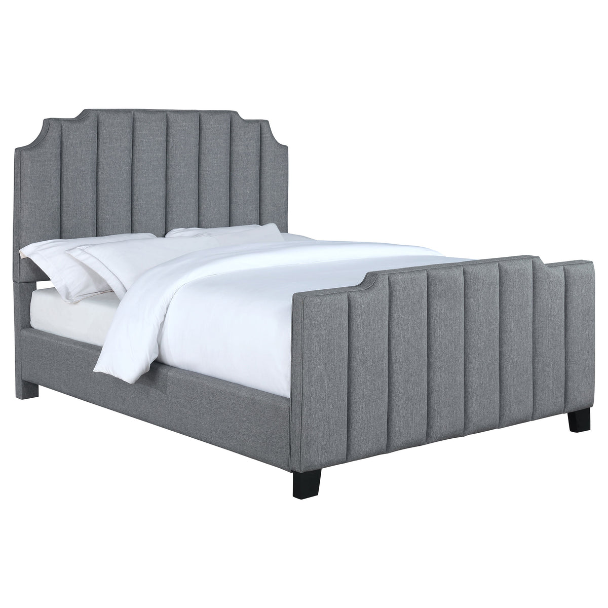 Best Furniture Outlet - Coaster - Fiona Upholstered Eastern King Panel Bed Light Grey - 306029KE