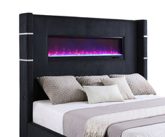 Tisdall Upholstered Eastern King Flame Visualizer Bed Black