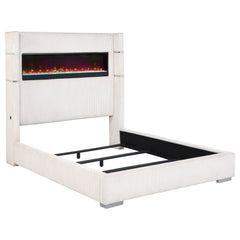 Best Furniture Outlet - Coaster - Tisdall Upholstered Queen Flame Visualizer Bed Cream - 306032Q