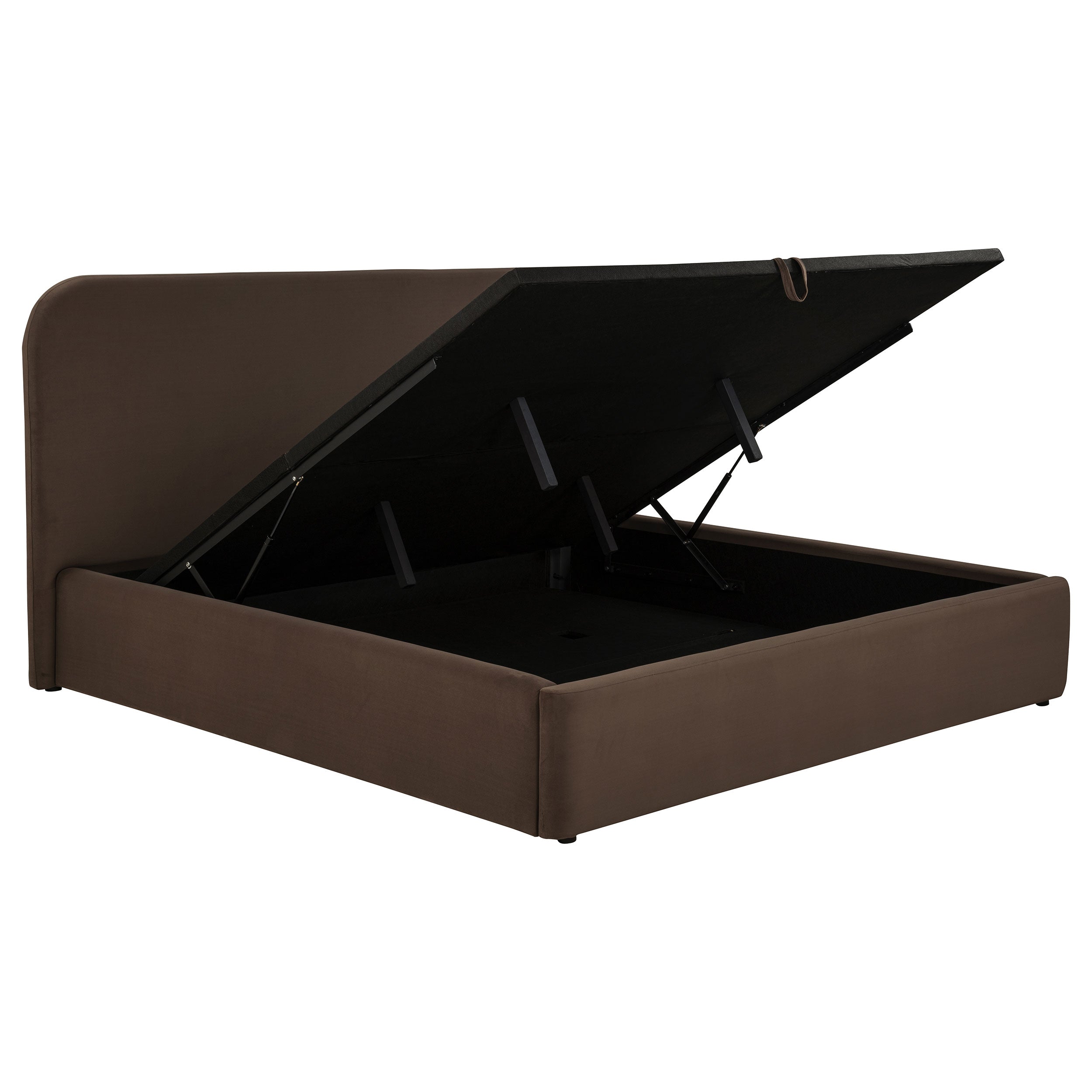 Best Furniture Outlet - Coaster - Anders Upholstered Eastern King Storage Lift Platform Bed Chocolate - 306037CHKE