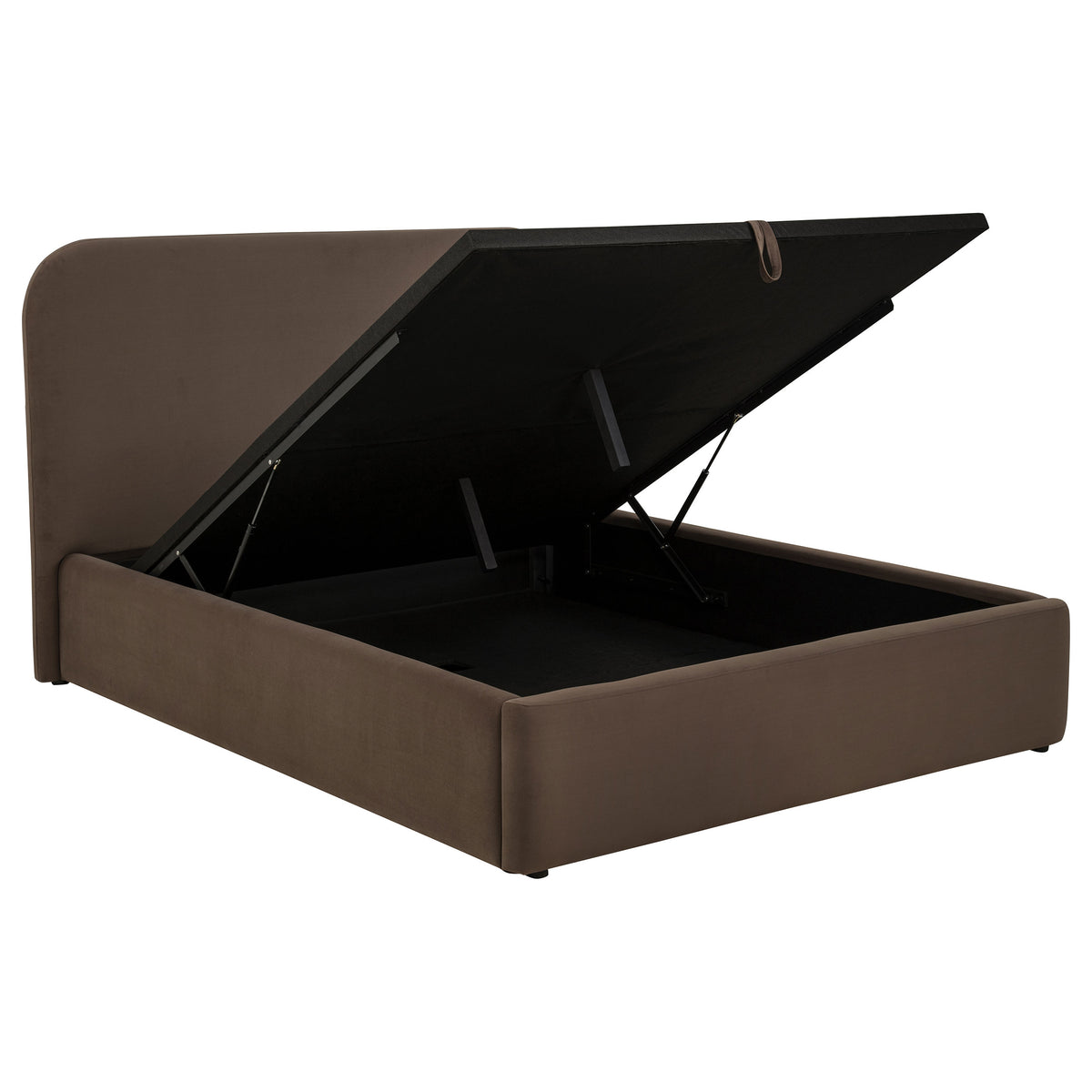 Best Furniture Outlet - Coaster - Anders Upholstered Queen Storage Lift Platform Bed Chocolate - 306037CHQ