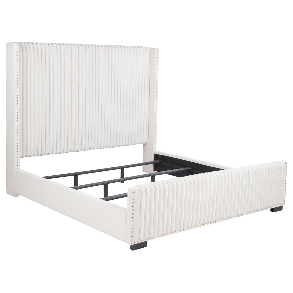 Best Furniture Outlet - Coaster - Natasha 65-inch Upholstered Eastern King Wingback Bed Cream - 306051KE