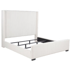 Best Furniture Outlet - Coaster - Natasha 65-inch Upholstered Eastern King Wingback Bed Cream - 306051KE