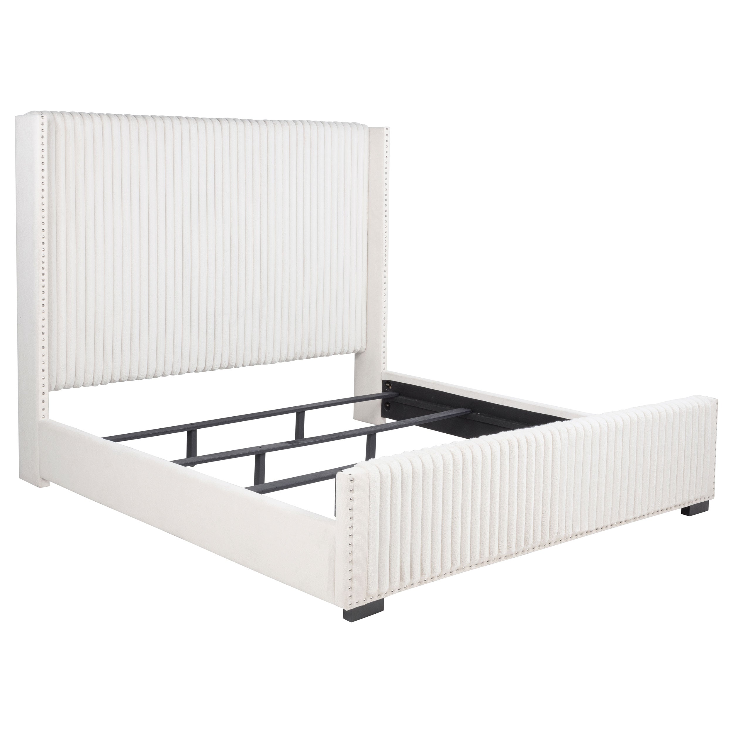 Best Furniture Outlet - Coaster - Natasha 65-inch Upholstered California King Bed Cream - 306051KW