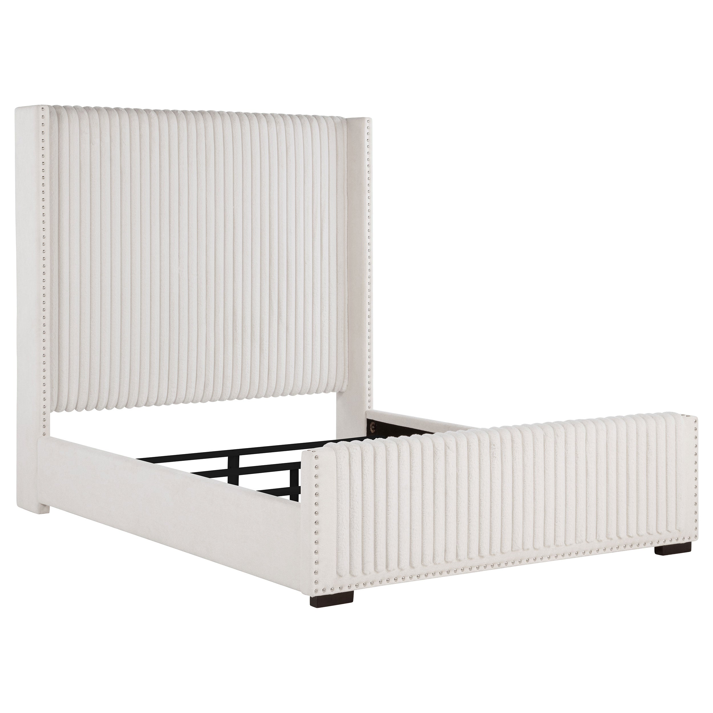 Best Furniture Outlet - Coaster - Natasha 65-inch Upholstered Queen Wingback Bed Cream - 306051Q