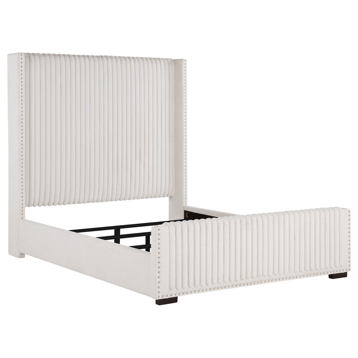 Best Furniture Outlet - Coaster - Natasha 65-inch Upholstered Queen Wingback Bed Cream - 306051Q