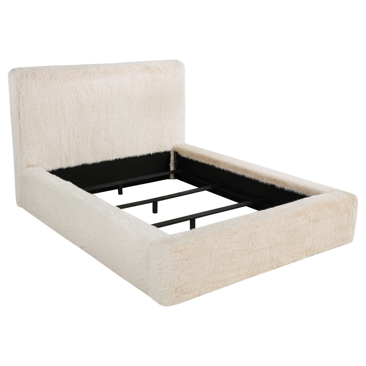 Best Furniture Outlet - Coaster - Rebecca Faux Fur Upholstered Eastern King Bed Cream - 306141KE