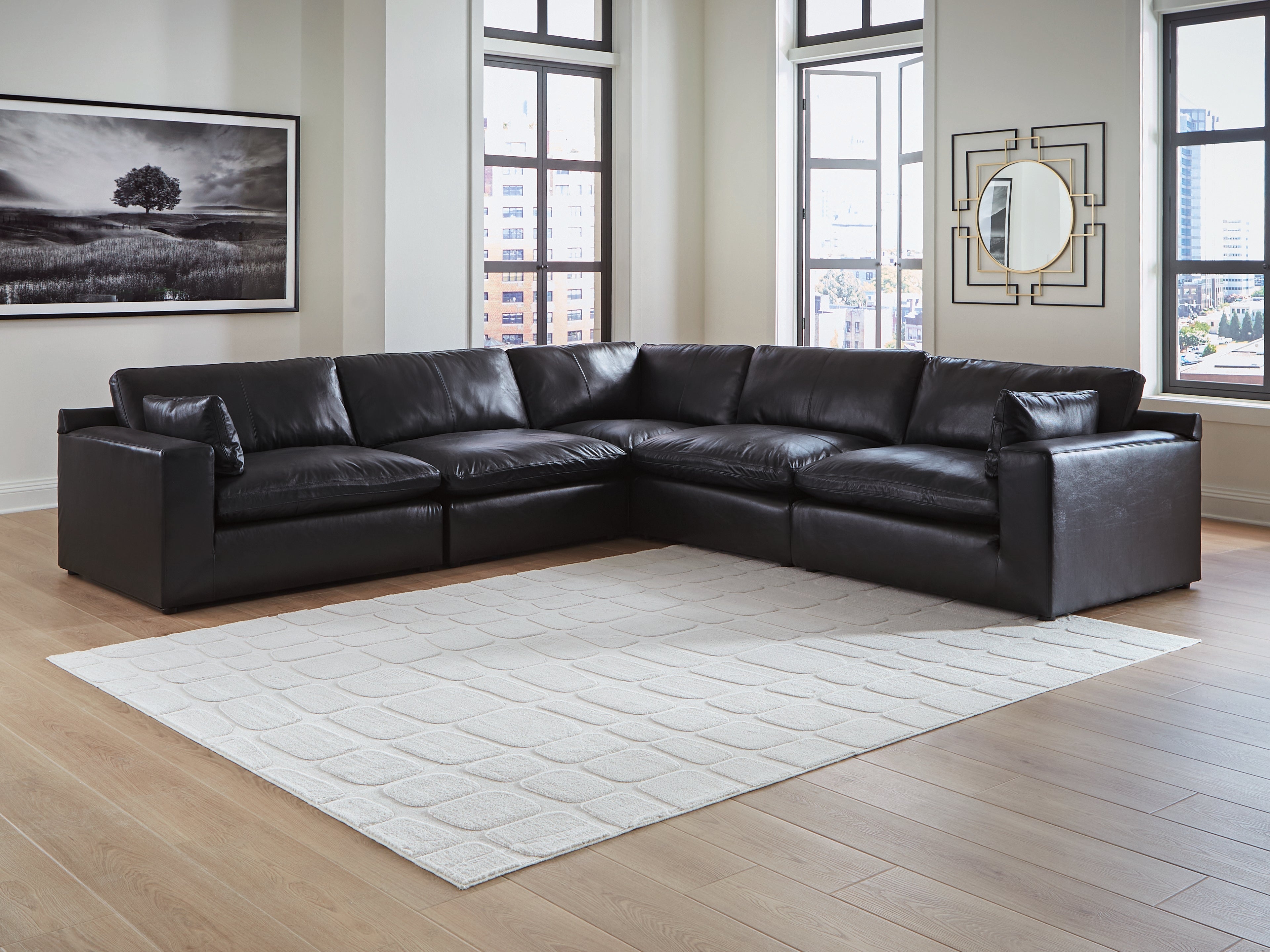 Best Furniture Outlet - Ashley Furniture - Emilia Sectional - RAF 5-Piece Sectional / Black - 30902S4