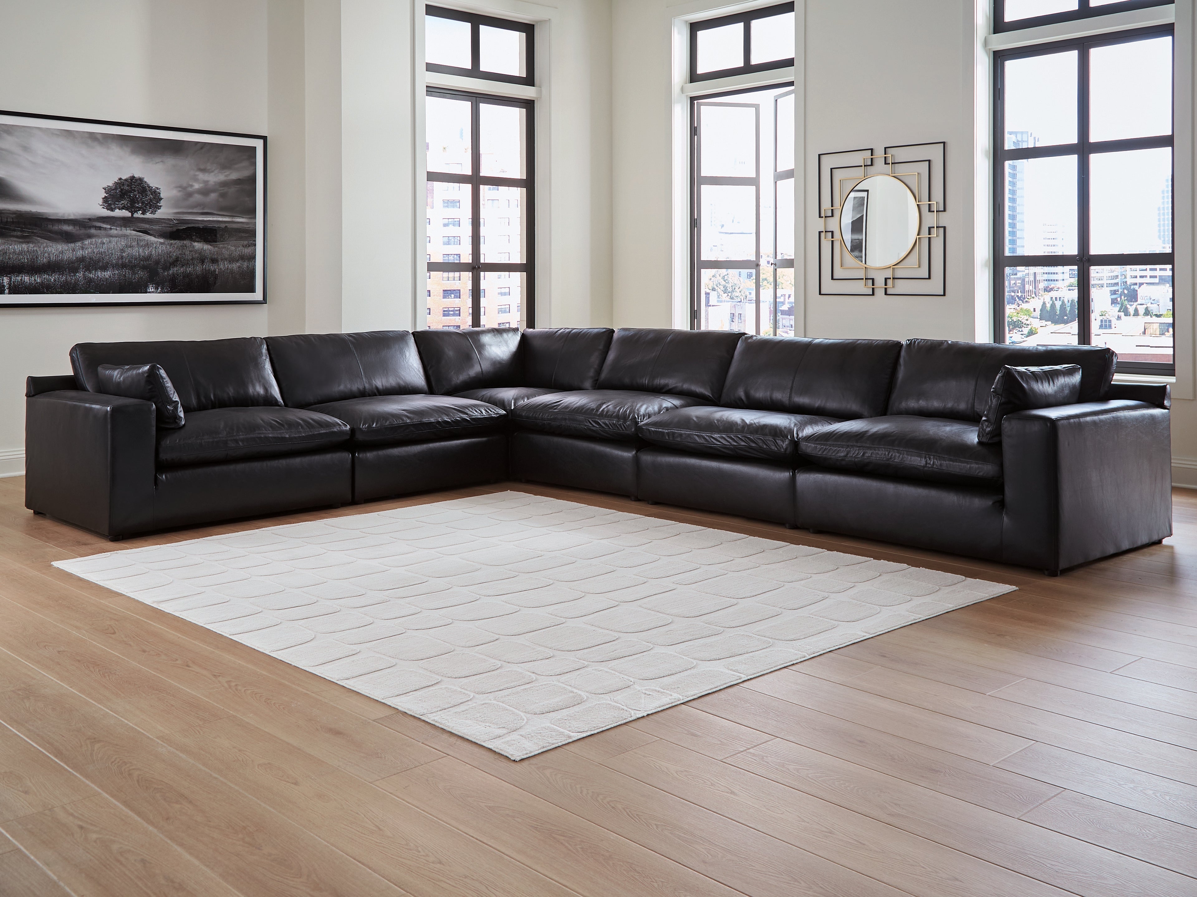 Best Furniture Outlet - Ashley Furniture - Emilia Sectional - RAF 6-Piece Sectional / Black - 30902S5