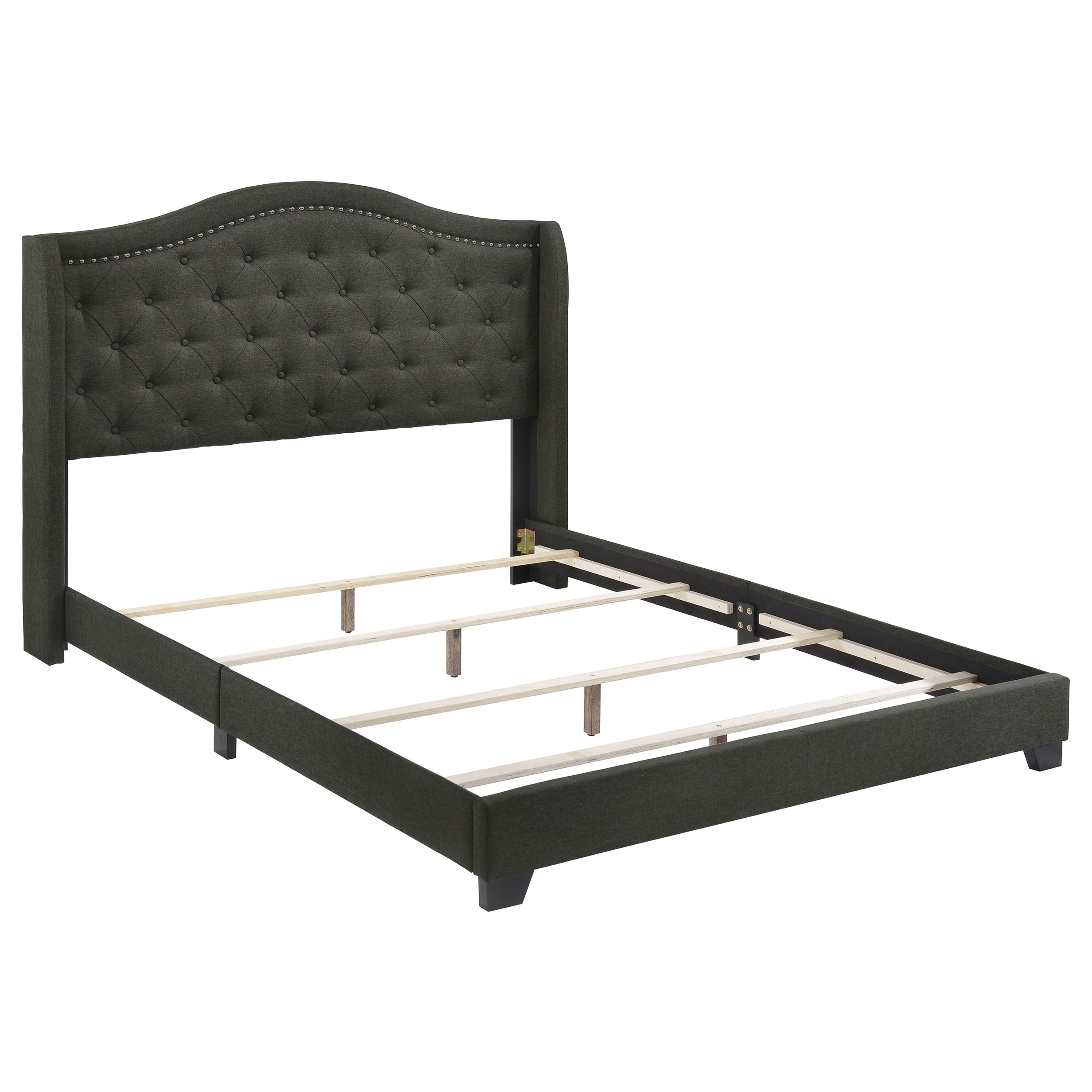 Best Furniture Outlet - Coaster - Sonoma Upholstered Eastern King Wingback Bed Grey - 310072KE