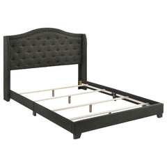 Best Furniture Outlet - Coaster - Sonoma Upholstered Queen Wingback Bed Grey - 310072Q