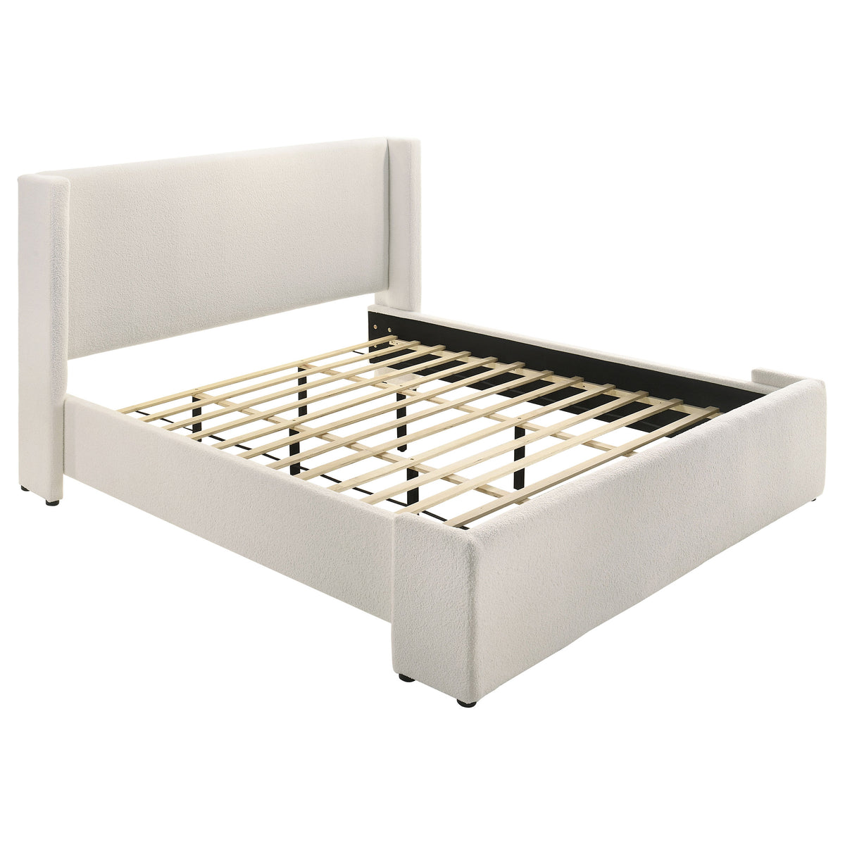 Best Furniture Outlet - Coaster - Alamosa Boucle Upholstered Eastern King Platform Bed White  - 310078KE