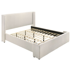 Best Furniture Outlet - Coaster - Alamosa Boucle Upholstered Eastern King Platform Bed White  - 310078KE