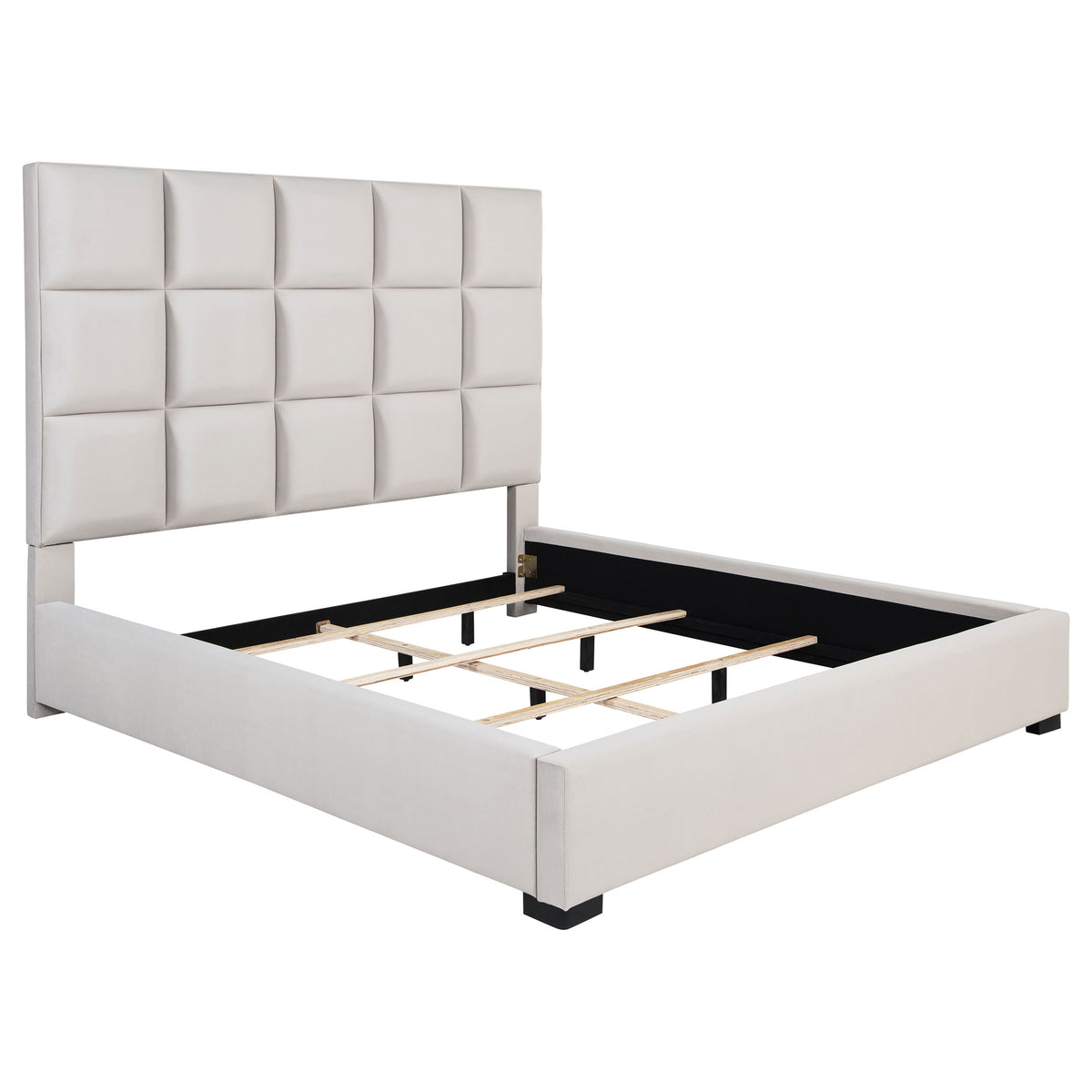 Best Furniture Outlet - Coaster - Panes Upholstered Eastern King Panel Bed Beige - 315850KE