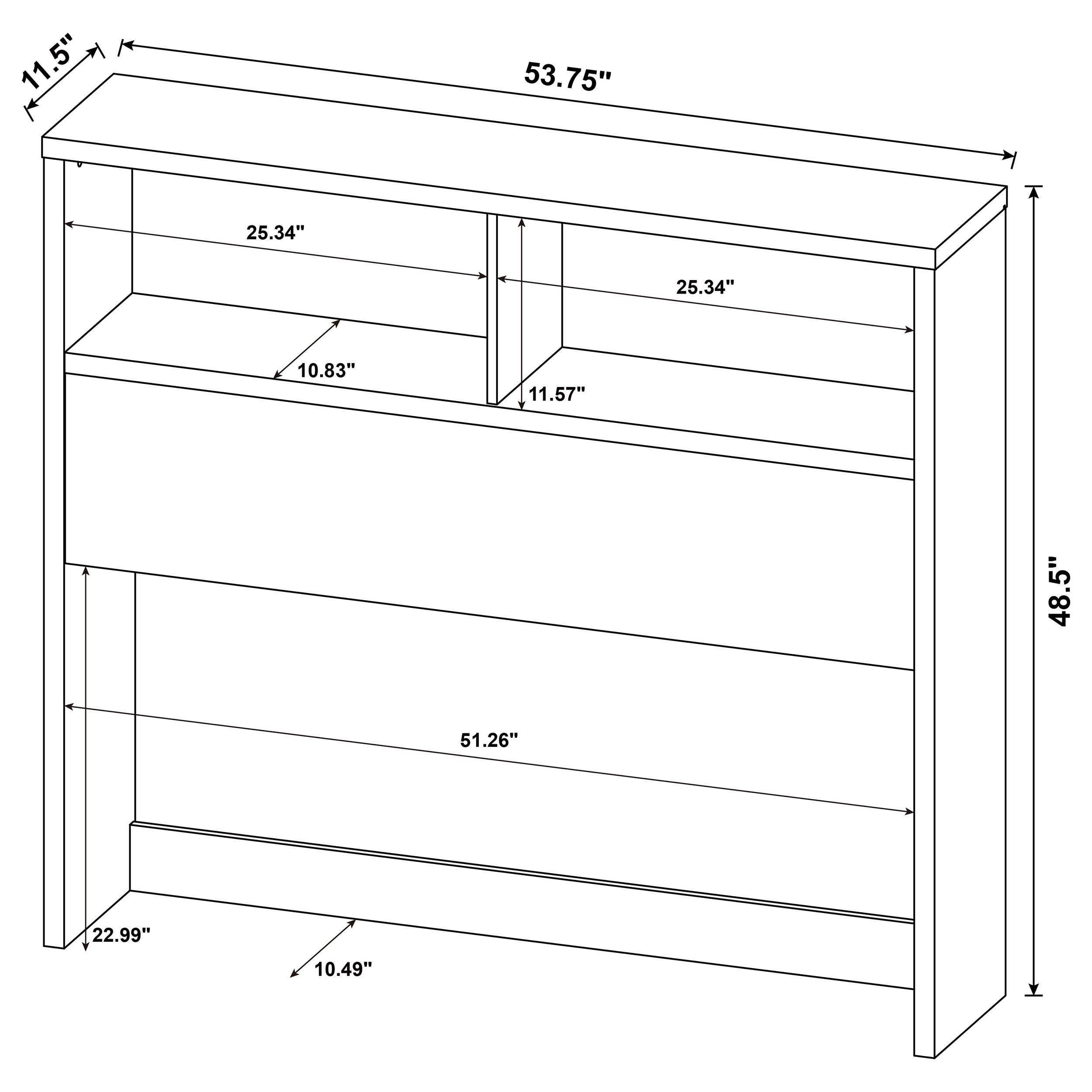 Westpark 49-inch Full Bookcase Headboard Black