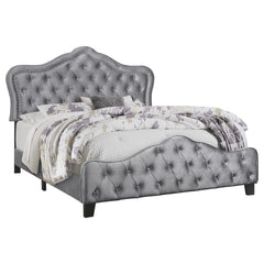 Best Furniture Outlet - Coaster - Bella Upholstered Eastern King Panel Bed Grey - 315871KE