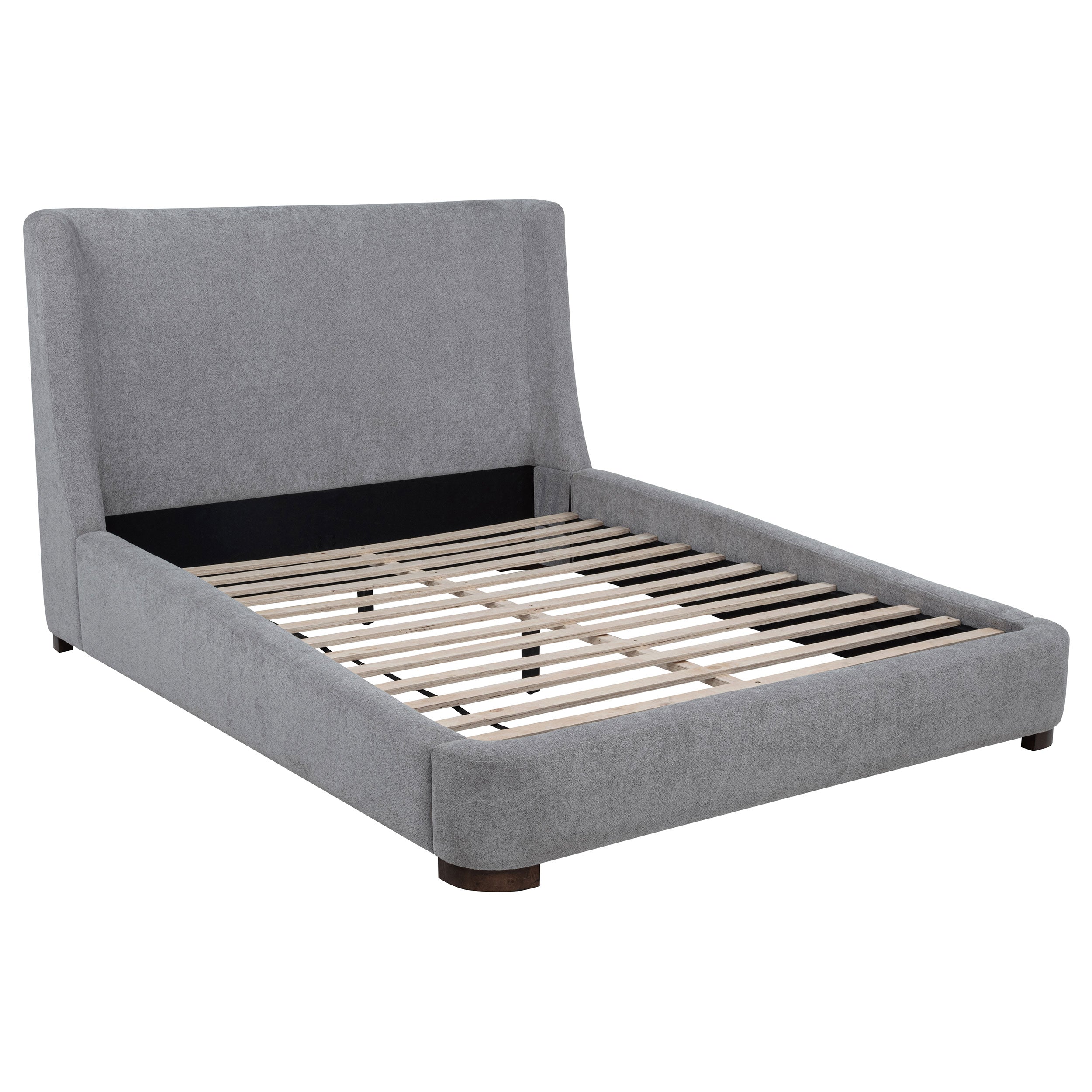 Best Furniture Outlet - Coaster - Rennes Upholstered Eastern King Wingback Platform Bed Grey - 315928KE