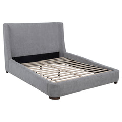 Best Furniture Outlet - Coaster - Rennes Upholstered Eastern King Wingback Platform Bed Grey - 315928KE