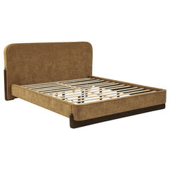 Best Furniture Outlet - Coaster - Baldacci Upholstered California King Platform Bed Curry and Walnut - 315954KW
