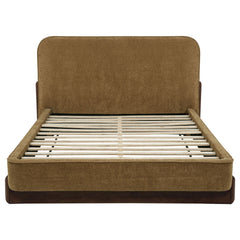 Baldacci Upholstered Queen Platform Bed Curry and Walnut