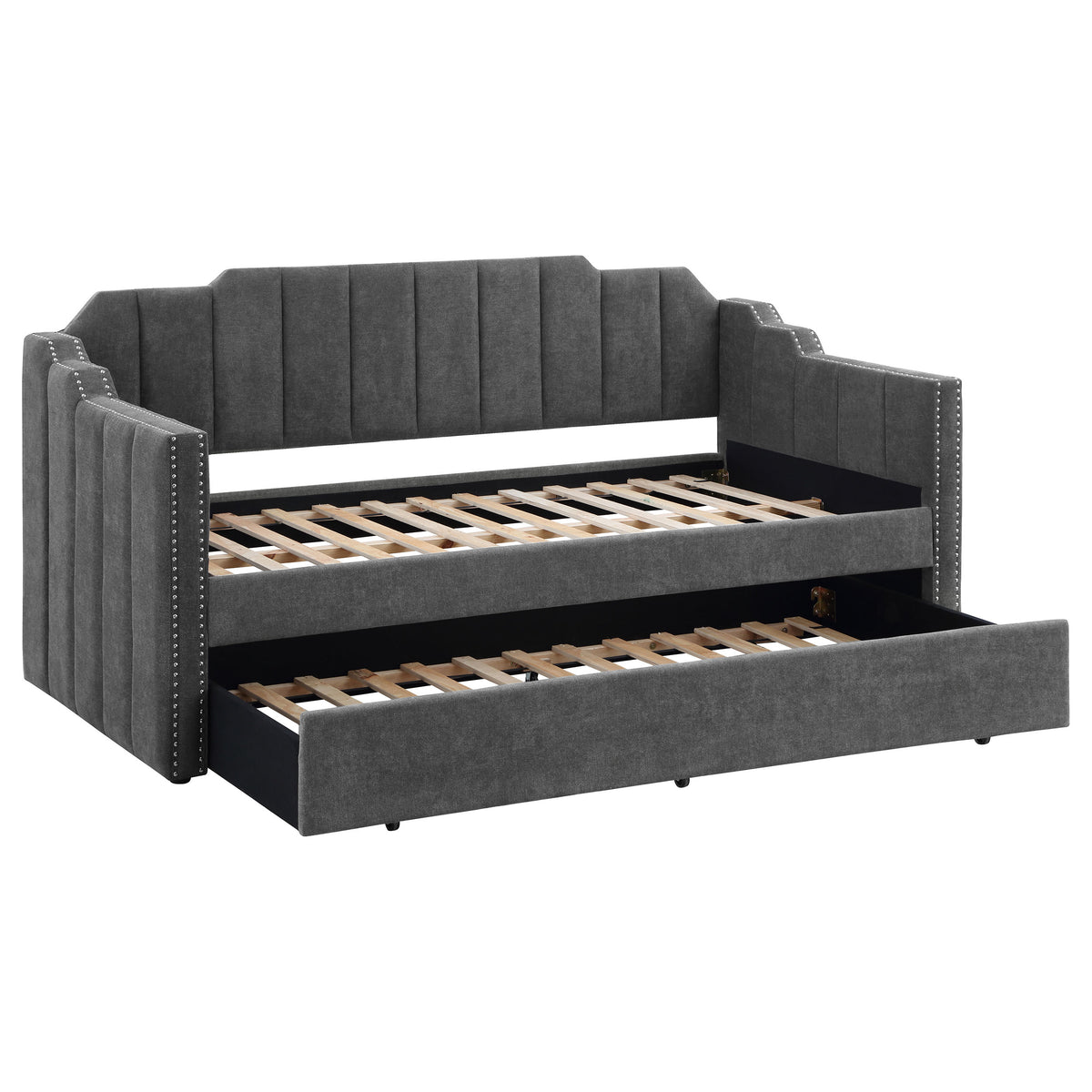 Best Furniture Outlet - Coaster - Kingston Upholstered Twin Daybed with Trundle Charcoal - 315962